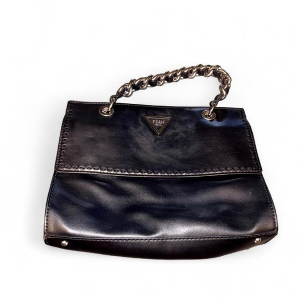 GUESS Sawyer Black Satchel Handbag